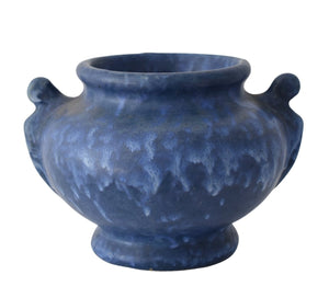 Vintage Brush McCoy Art Pottery Handled Jardiniere Periwinkle Blue Vellum Matte Glaze - Premier Estate Gallery