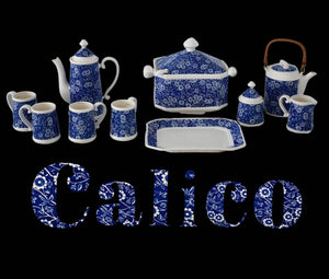 Vintage Blue Colonial Calico Dinnerware by Mann 11 pcs, Mann Colonial Callico Blue Serving Pieces Great Blue and White Decor - Premier Estate Gallery 1