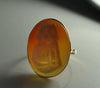 Vintage 14k Gold Cat Cameo Ring Made in Italy Large 1 Inch Cameo