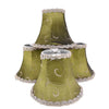 Vintage Clip On Silk Lamp Shades Chartreuse Green Set of 4 Embroidered - Premier Estate Gallery 