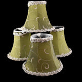 Vintage Clip On Silk Lamp Shades Chartreuse Green Set of 4 Embroidered - Premier Estate Gallery 1