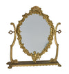 Estate Victorian Style Gold Tilt Vanity Mirror Ornate Brass Work Cherubs Seashells Large, Gold Decor Extraordinaire - Premier Estate Gallery