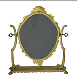 Estate Victorian Style Gold Tilt Vanity Mirror Ornate Brass Work Cherubs Seashells Large, Gold Decor Extraordinaire