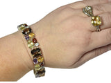 Mega Gemstone Tennis Bracelet Ring Set 75 ctw of Rainbow Color Estate Sterling Jewelry