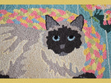 Vintage Pastel Signed Wool Cat Accent Rug by Claire Murray, French Country Country Farmhouse Decor - Premier Estate Gallery 3