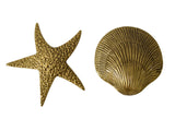 Coastal Nautical Seashell Starfish Wall Plaques X4 Vintage Gold Decor - Premier Estate Gallery 2