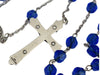 Sterling Silver Cobalt Blue Faceted Rosary Beads Our Lady of Fatima Vintage Rosaries 5 Decade