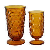 Indiana Colony Whitehall Harvest Gold Flared Iced Tea Glasses Set of 8 c1964, Amber Golden Cube Pattern Glassware - Premier Estate Gallery 2
