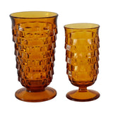 Indiana Colony Whitehall Harvest Gold Parfait Glasses Set of 6, Honey Amber Cubed Pattern Glass, Elegant Vintage Table Decor