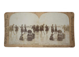 Antique Coney Island NY Beach Goers Stereoview Photograph c1901 Whiting View Co No. 2543 "Playing in the Surf" - Premier Estate Gallery