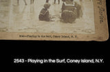 Antique Coney Island NY Beach Goers Stereoview Photograph c1901 Whiting View Co No. 2543 "Playing in the Surf"