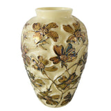 Large Victorian Custard Glass Vase Dogwood Floral Iridescent Carnival Relief Uranium Glass It GLOWS, Art Nouveau Romantic Decors Antique - Premier Estate Gallery 5