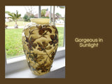 Large Victorian Custard Glass Vase Dogwood Floral Iridescent Carnival Relief Uranium Glass It GLOWS, Art Nouveau Romantic Decors Antique - Premier Estate Gallery 2