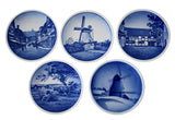 Royal Copenhagen Denmark Scenes Delft Blue and White Miniature Plates Plates X5 Danish Nordic Plaquettes - Premier Estate Gallery