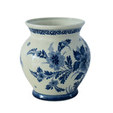 Delfts Blauw Bulbous Pottery Vase, Plateelbakkerij Schoonhoven Keramiek Delft Pottery Vase Ram Mark