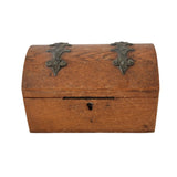Antique Oak Domed Treasure Box Dresser Box Brass Decorative Straps, Antique Vanity Box, Farmhouse Decor - Premier Estate Gallery