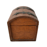 Antique Oak Domed Treasure Box Dresser Box Brass Decorative Straps, Antique Vanity Box, Farmhouse Decor - Premier Estate Gallery 2