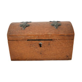 Antique Oak Domed Treasure Box Dresser Box Brass Decorative Straps, Antique Vanity Box, Farmhouse Decor