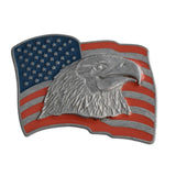 Vintage Patriotic Eagle on US Flag Enamel Belt Buckle c1970s Great Gift for Dad, Veterans, Soldiers, Bikers Buckle Collectors - Premier Estate Gallery