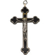 Antique Ebony Budded Crucifix Trimmed in Nickel with Brass Accents Italy c1920, Antique Catholic Ebony Crucifix Italy Smaller Size - Premier Estate Gallery 1