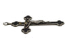 Antique Ebony Budded Crucifix Trimmed in Nickel with Brass Accents Italy c1920, Antique Catholic Ebony Crucifix Italy Smaller Size