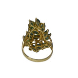 Estate 14k Gold Emerald Diamond Paisley Ring 1.82ctw