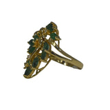 Estate 14k Gold Emerald Diamond Paisley Ring 1.82ctw