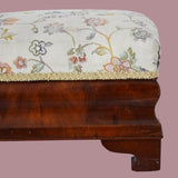 Antique Mahogany Empire Footstool Ottaman c1860 Reupholstered Floral Brocade Victorian Decor - Premier Estate Gallery 1