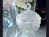 Rare Fenton French Opalescent Lily of the Valley Candy Box w Lid Victorian Style Decor - Premier Estate Gallery