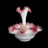 Fenton Art Glass Peach Crest Epergne 3 pc Pink and White - Premier Estate Gallery