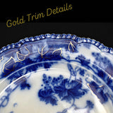 Antique Flow Blue Maddocks & Sons Viriginia Dinner Plate w Gold Accents, Maddocks Viriginia Flow Blue Plate, Blue and White Victorian Decor - Premier Estate Gallery 2