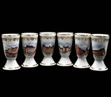 Vintage Chateaus of France Porcelain Goblets, Castles of France RF Veritable Porcelaine Wine Goblets X6 - Premier Estate Gallery