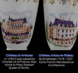 Vintage Chateaus of France Porcelain Goblets, Castles of France RF Veritable Porcelaine Wine Goblets X6 - Premier Estate Gallery 1