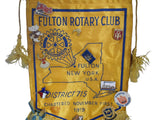 Fulton Rotary Club Vintage Banner with Pinbacks and Buttons c1960 Fulton New York - Premier Estate Gallery 1