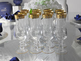Exquisite Mid Century Gold Trimmed Etched Champagne Flutes Champagne Glasses X12 - Premier Estate Gallery 1