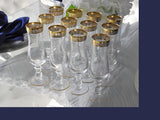 Exquisite Mid Century Gold Trimmed Etched Champagne Flutes Champagne Glasses X12 - Premier Estate Gallery 4