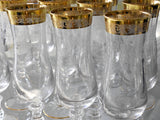 Exquisite Mid Century Gold Trimmed Etched Champagne Flutes Champagne Glasses X12