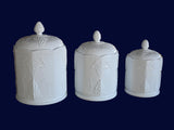 French Country Milk Glass Vintage Canister Set, Colony Indiana Harvest Canisters Paneled Grape - Premier Estate Gallery