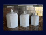 French Country Milk Glass Vintage Canister Set, Colony Indiana Harvest Canisters Paneled Grape - Premier Estate Gallery 1