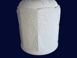 French Country Milk Glass Vintage Canister Set, Colony Indiana Harvest Canisters Paneled Grape