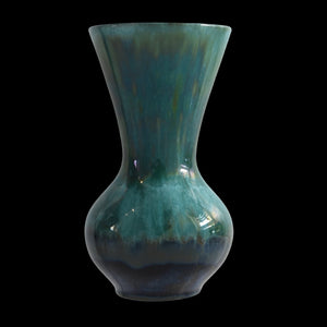 Vintage MCM Style Blue Mountain Pottery Larger Bulbous Vase Teal Green Drip Glaze Iridescent - Premier Estate Gallery
