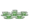 c1927 Fostoria Fairfax Green Line 2375 Footed Cups and Saucers Set of 6 +Xtras - Premier Estate Gallery 1