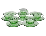 c1927 Fostoria Fairfax Green Line 2375 Footed Cups and Saucers Set of 6 +Xtras - Premier Estate Gallery 4