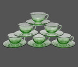 c1927 Fostoria Fairfax Green Line 2375 Footed Cups and Saucers Set of 6 +Xtras - Premier Estate Gallery