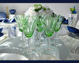 Art Deco Era Fostoria Green Optic Water Goblets or Larger Wine Stemware X8, Fostoria Elegant Green Glass Stemware Line 5097-5297 - Premier Estate Gallery