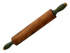 Antique Maple Wood Rolling Pin with Green and White Handles Great Display Size Farmhouse Kitchen - Premier Estate Gallery