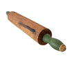 Antique Maple Wood Rolling Pin with Green and White Handles Great Display Size Farmhouse Kitchen