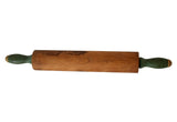 Antique Maple Wood Rolling Pin with Green and White Handles Great Display Size Farmhouse Kitchen - Premier Estate Gallery 1