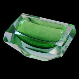 Mid Century Murano Sommerso Art Glass Faceted Apple Green Bowl Mandruzzato Poli Style - Premier Estate Gallery