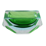 Mid Century Murano Sommerso Art Glass Faceted Apple Green Bowl Mandruzzato Poli Style - Premier Estate Gallery 1